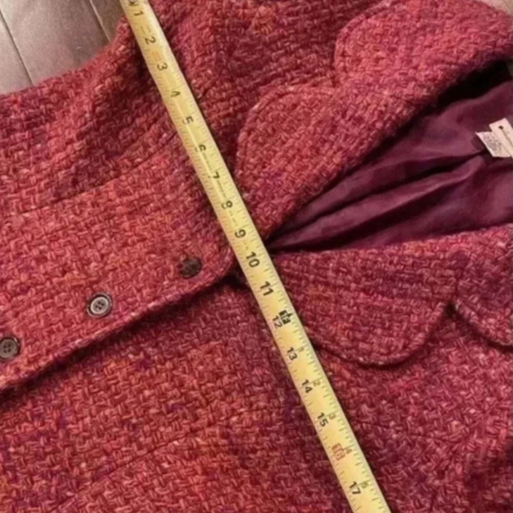 Rare Anthropologie Elevenses Belted Purple/Red Tweed Coat - Picture 3 of 4